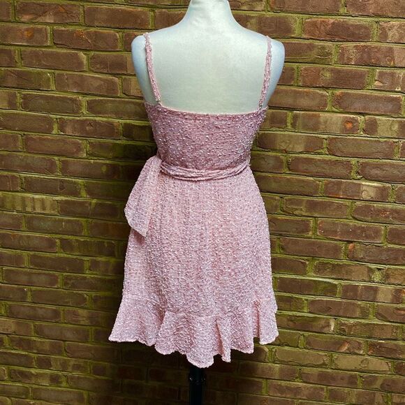 Pink Spaghetti Strap Ruffle Wrap Dress Size Medium - Picture 4 of 7